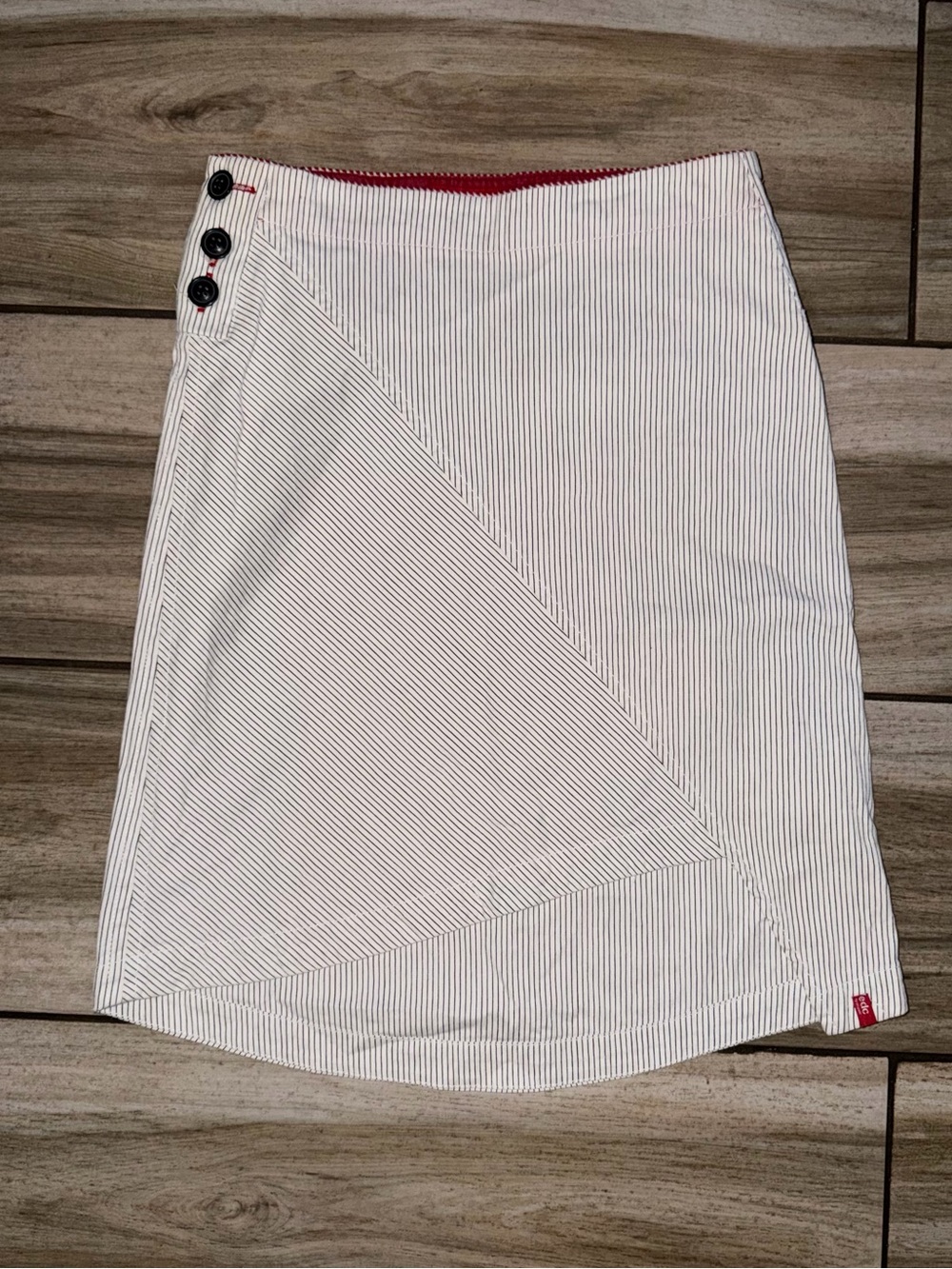 Vintage EDC by Esprit Pinstripe Pencil Skirt with Red Trim